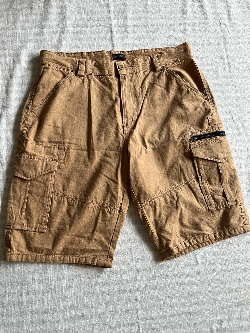 Buffalo David Bitton Men's Khaki Cargo Shorts with Zipper Pocket